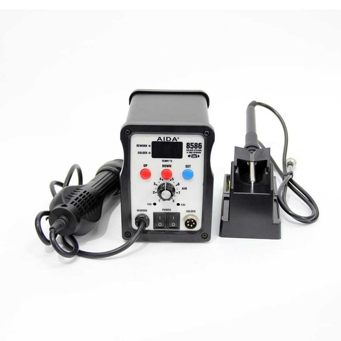 Станция за запояване AIDA 8586 с поялник, термофен, цифров дисплей