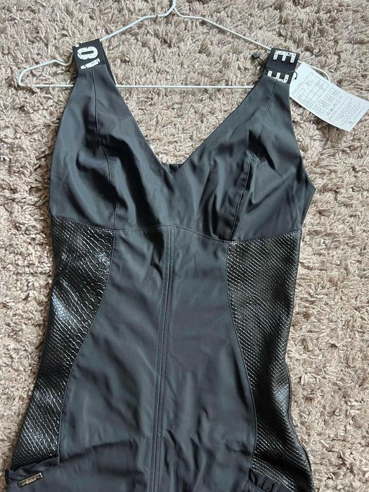 Черен кожен гащеризон Addict размер S