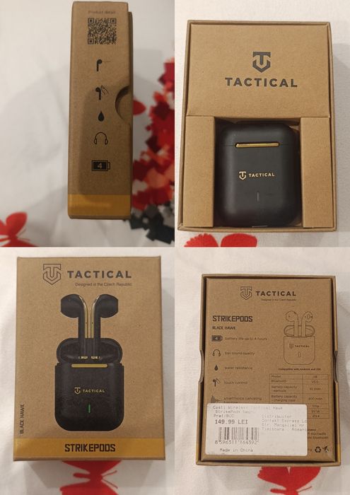 Căști wireless Tactical Strikepods Black Hawk, negre