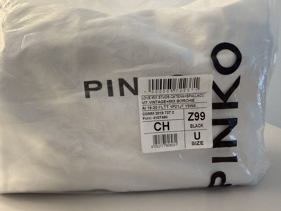 PINKO Geanta neagra din piele cu detalii metalice
