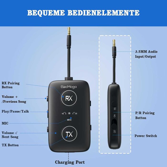 Bluetooth 5.4 предавател и приемник ElecMoga aptX