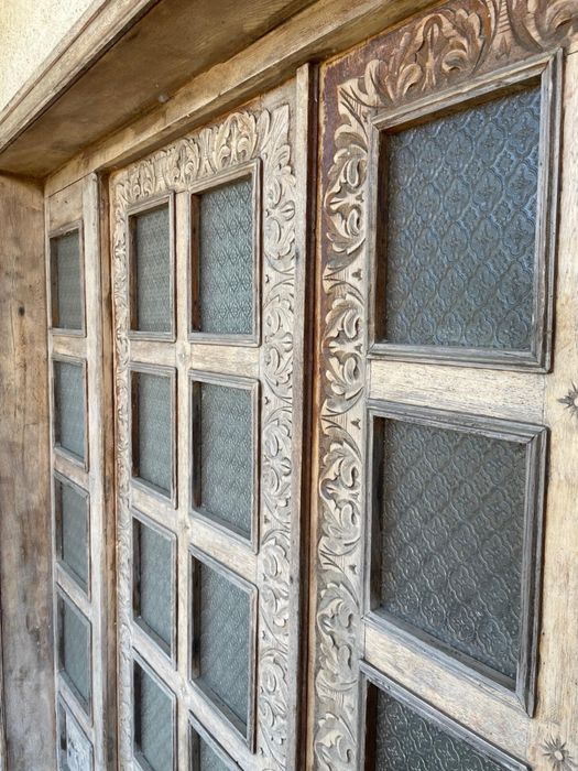 Ușă dublă din stejar sculptată - cu motive de vanatoare/natura