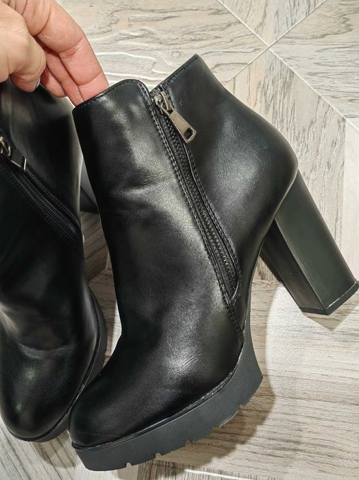 Зимни боти на ток, естествена кожа