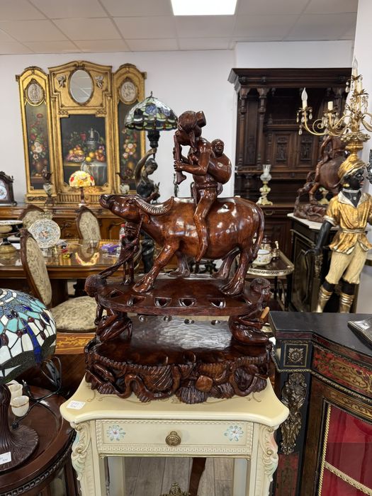 Statuetă veche din lemn masiv sculptata manual – Tematică Asiatică