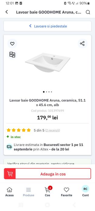 Masca + lavoar Goodhome Aruna Brico Depot