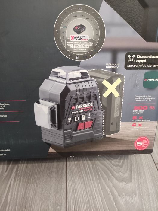 Laser parkside performance 3 x 360 de grade pe baterie de 20 V