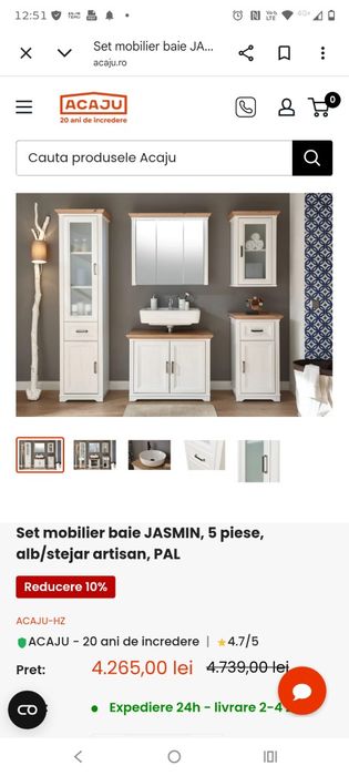 Vând 3 piese mobilier baie Jasmin
