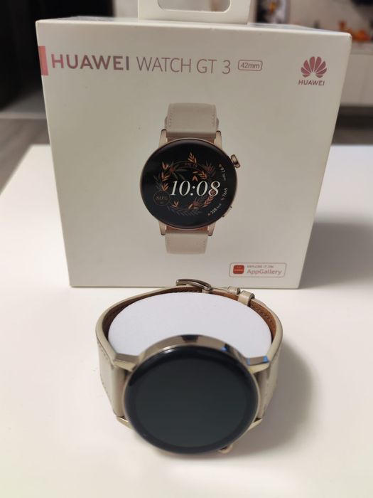 Huawei Watch GT 3, 42 mm, damă, auriu, cu curea din piele