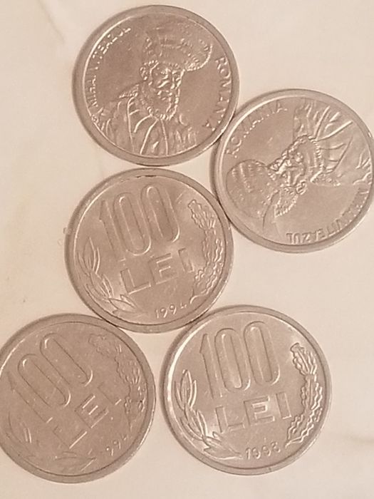 Monede..100lei/bucata ..6bucati...monede de colectie