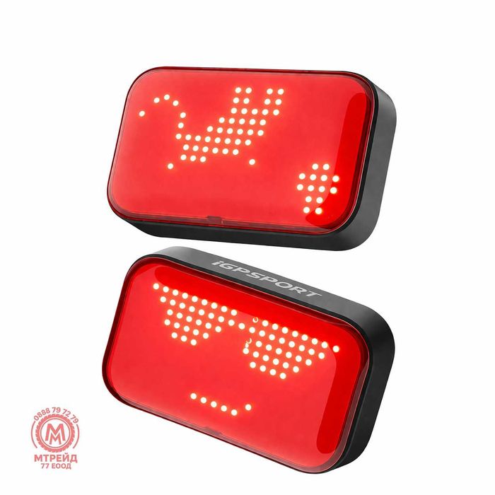 Задна SMART EMOJI LED стоп светлина за велосипед IGPSPORT ET6, USB-C, IPX7, Bluetooth