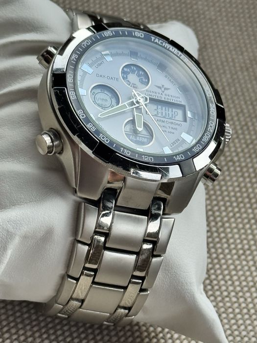 Ceas Geneva Design Limited Edition Gents Dual Time Chronograph