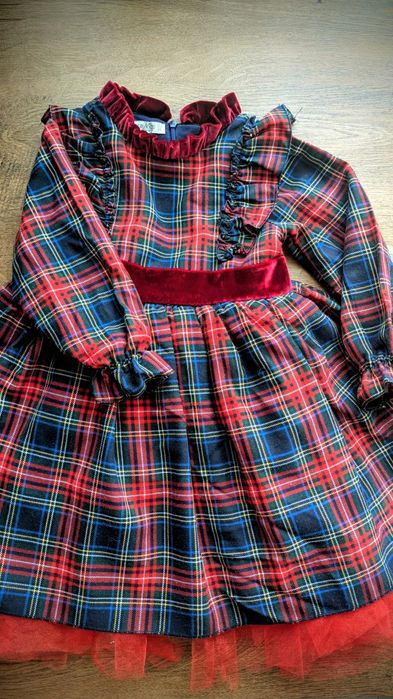 Карирана рокля с дълъг ръкав 104 р-р.