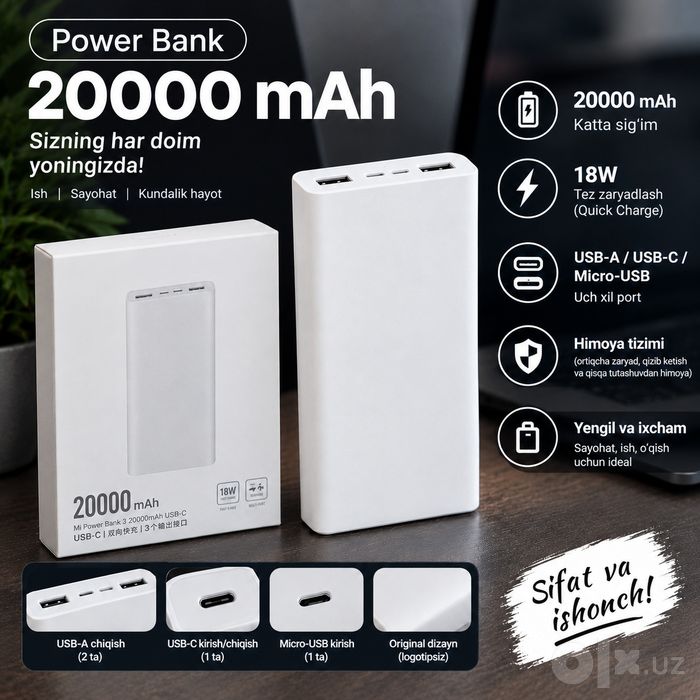 Xiaomi Power Bank 20000mAh, PLM18ZM