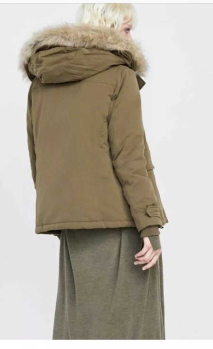 Parka / jacheta cu puf dama ZARA kaki mar M - NOUA
