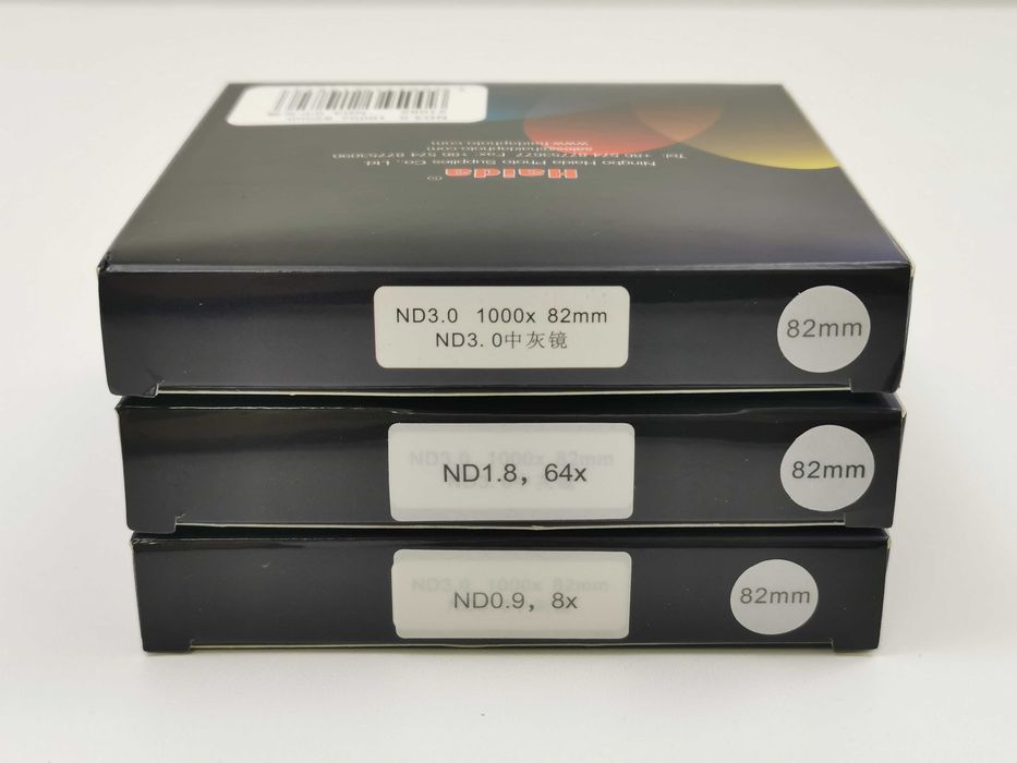 Комплект от 3 броя ND филтри Haida 82mm (ND0.9 8x / ND1.8 64x / ND3.0 1000x)