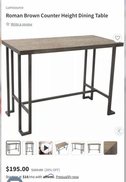 Masa de bar Lumisource Roman Brown