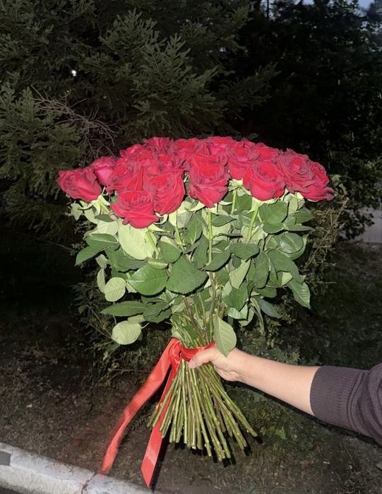 Длинные красные розы