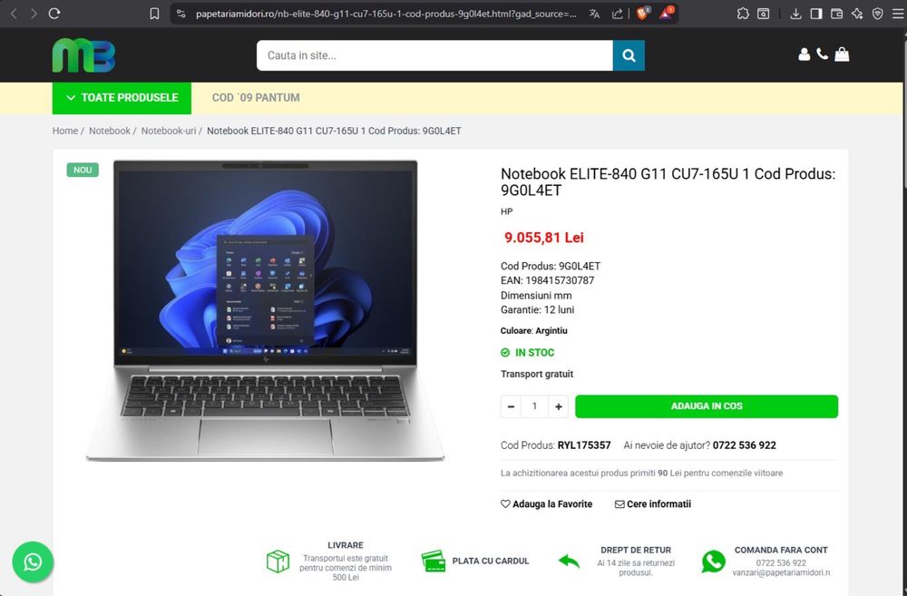 Laptop hp elitebook 840 g11 14inch 32 gb ram ddr5
