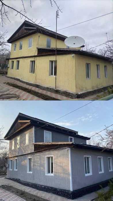 Покраска дома ворот крыши