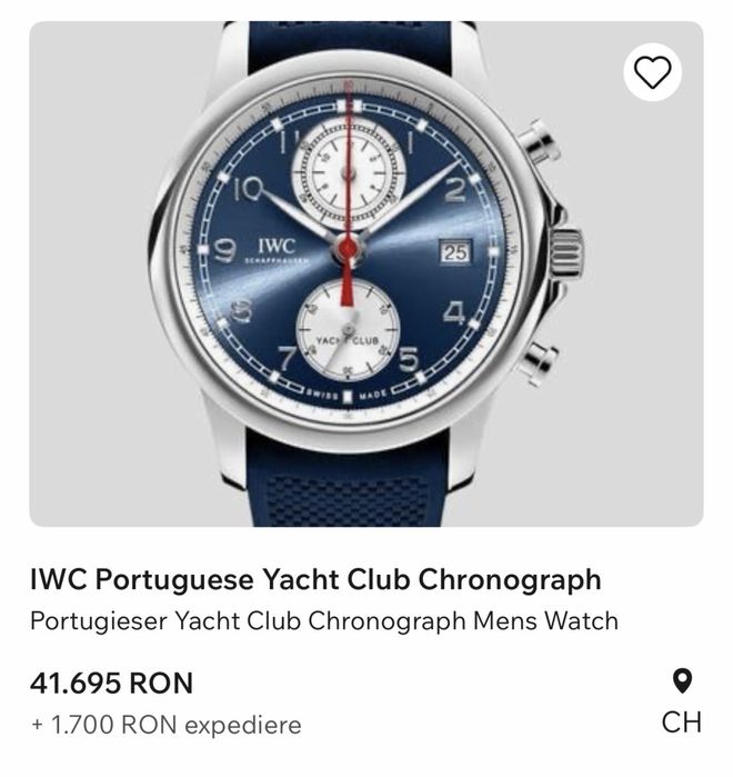 Vand ceas Iwc yacht club iw390507 automatic 43,5mm blue dial inhouse