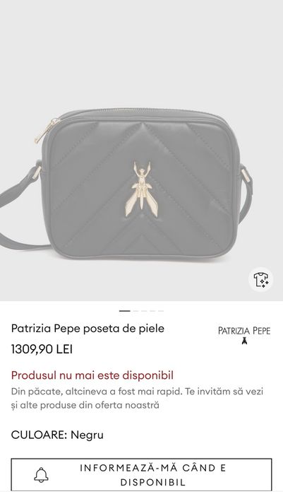 Geantă crossbody Patrizia Pepe, piele, neagră