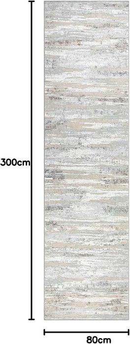 Пътека за коридор, 80 x 300 см, Лек кухненски килим с къс косъм, Перещ се килим, Неплъзгаща се кухненска пътека, Килим за коридор, Бежова пътека