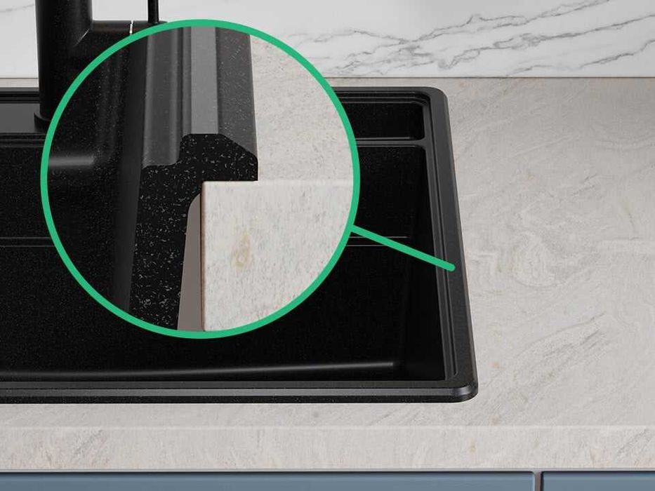 Черна кухненска гранитна мивка Ню Йорк 50 Multispace 480 x 530 мм