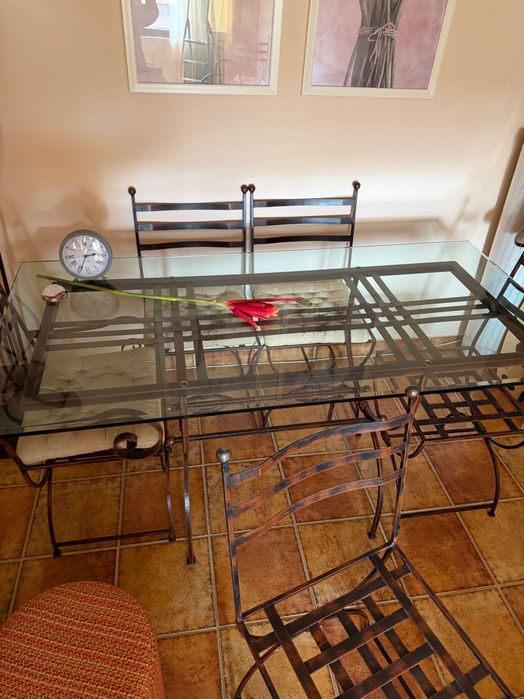 Mobilier fier forjat masa + 6 scaune