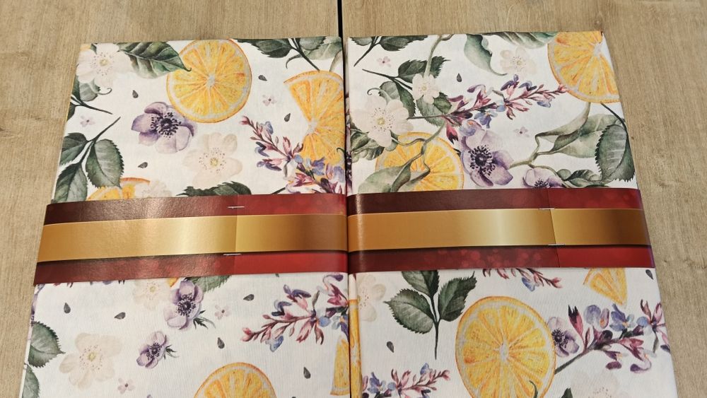 Set 2 fețe de masă noi, Textibrod, imprimeu cu lămâi și flori, 100 x 135 cm