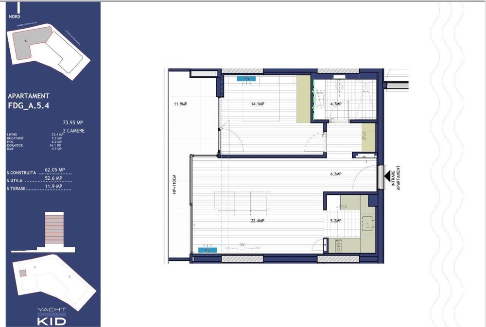 Apartament cu 2 camere in Yacht Kid