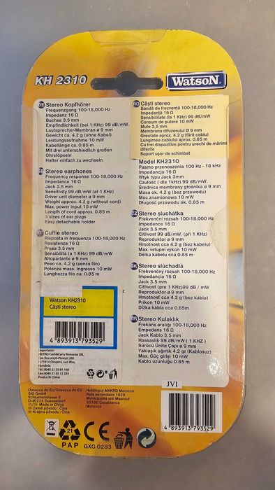 Casti Watson KH2310 cu fir si snur gat