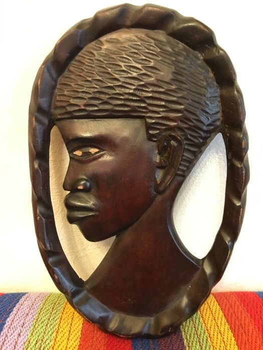 2бр африканска карибска дърворезба за стена маска  Хаити Cote d'Ivoire