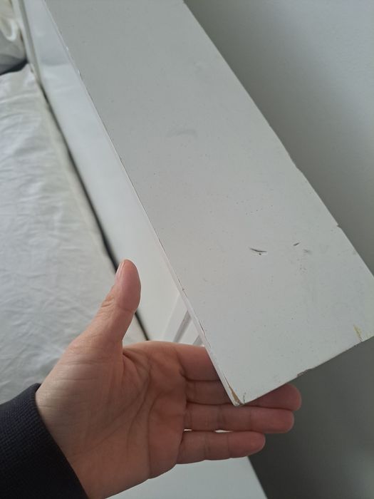 Pat 140/190 lemn masiv/MDF alb
