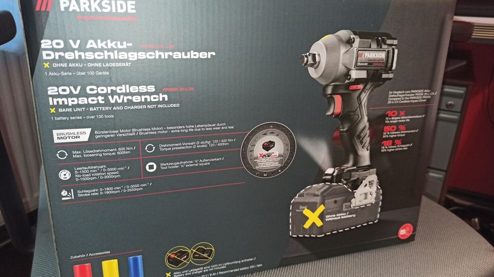 Impact Parkside Performance 20V cu 600Nm, pt roti