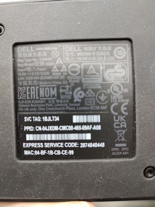 dell docking station wd19s