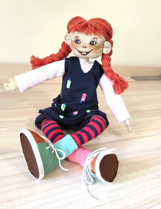 Кукла Пипи Дълъг чорап. Ръчна изработка.