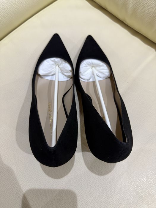 Pantofi Stiletto Stuart Weitzman Stuart 85 Pump, Piele Întoarsă neagră