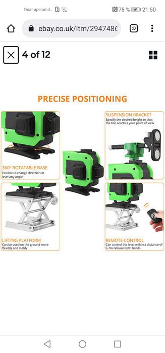 Aparat cu laser verde 4 acumulatori