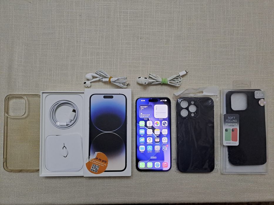 Iphone 14 Pro Max 256GB Silver Neverlocked 100% sanatatea bateriei