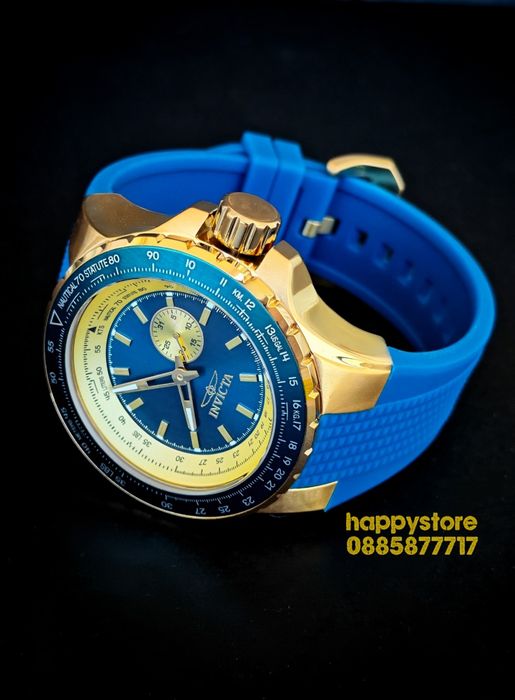 INVICTA Aviator Blue/Gold 50 mm, Инвикта нов ръчен часовник
