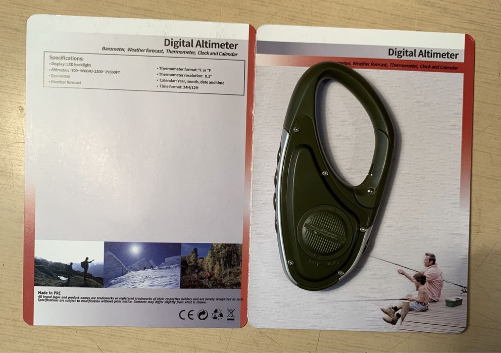 8 În 1 Carabiner Barometru Altimetru Termometru