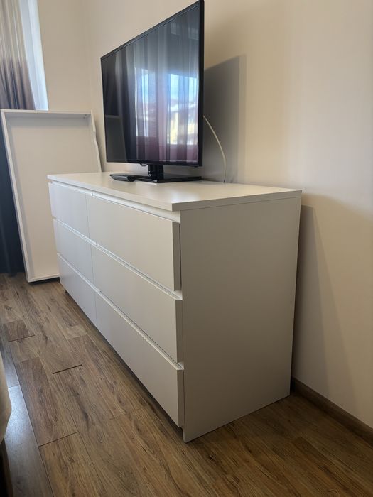 Comodă 6 sertare albă