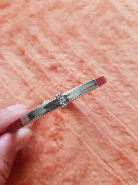 Bratara argint 925 Italy ,silicon, model plăcută gen cruce,deosebita