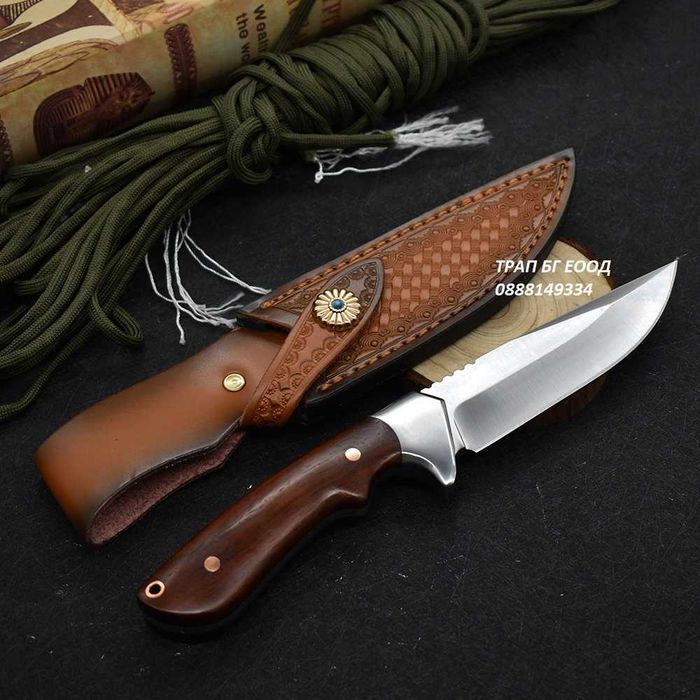 Ловен нож с кания от ествествена кожа HTWM-76 Full Tang