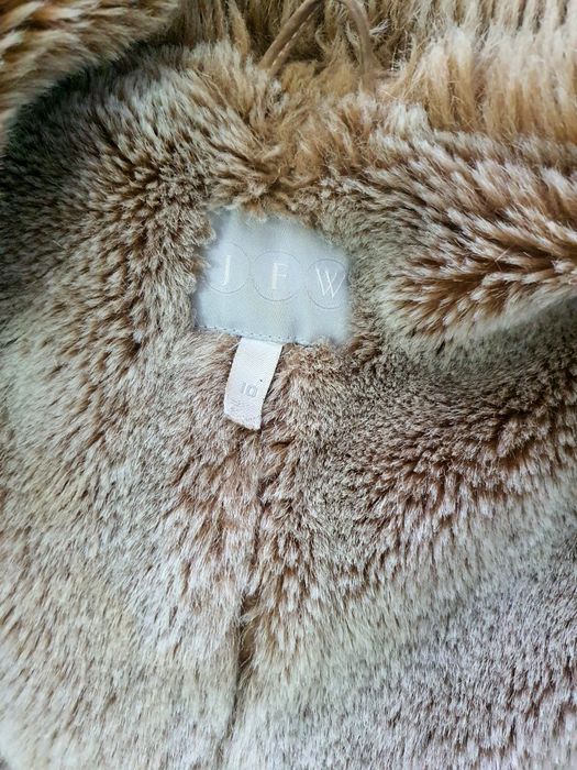 Haină de blană din piele naturala palton damă JFW London M 38 soft suede îmblănit bej lungă de iarnă