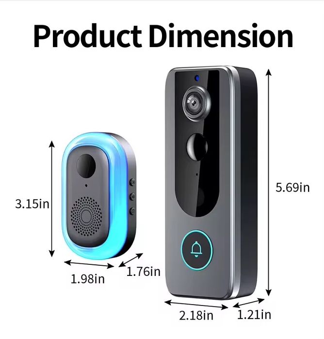 Безжичен видео звънец с камера Tuya Smart - 1080P Full HD, WiFi , нощно виждане , сензор за движение