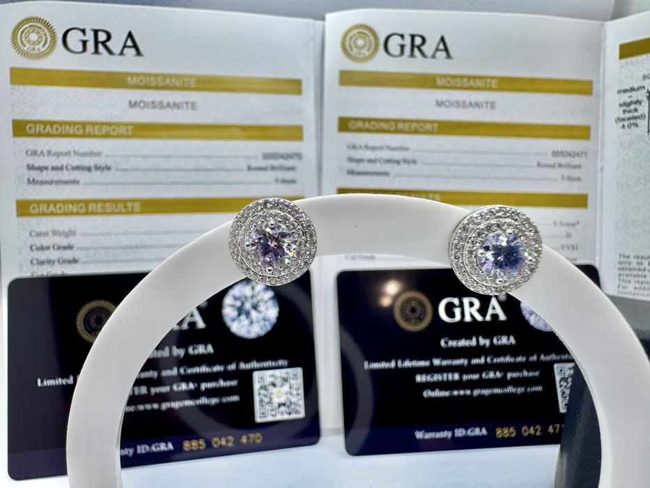 Сребърни обеци с мойсанит (Диамант) 0.5 карата