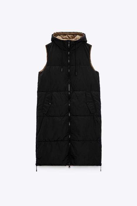 Двулицев елек с качулка Зара