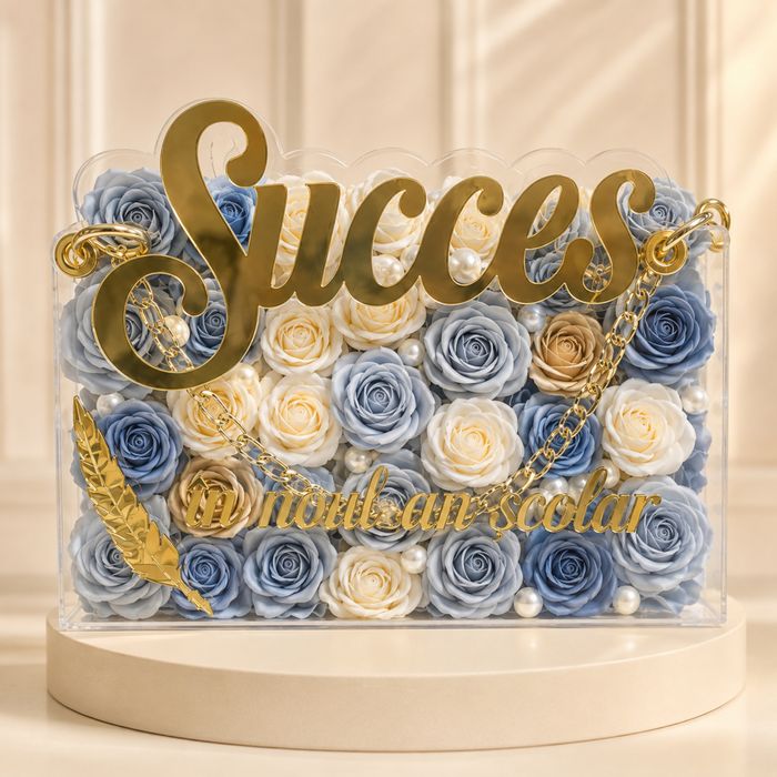Geanta cu flori de sapun pentru profesoara - Succes in noul an scolar