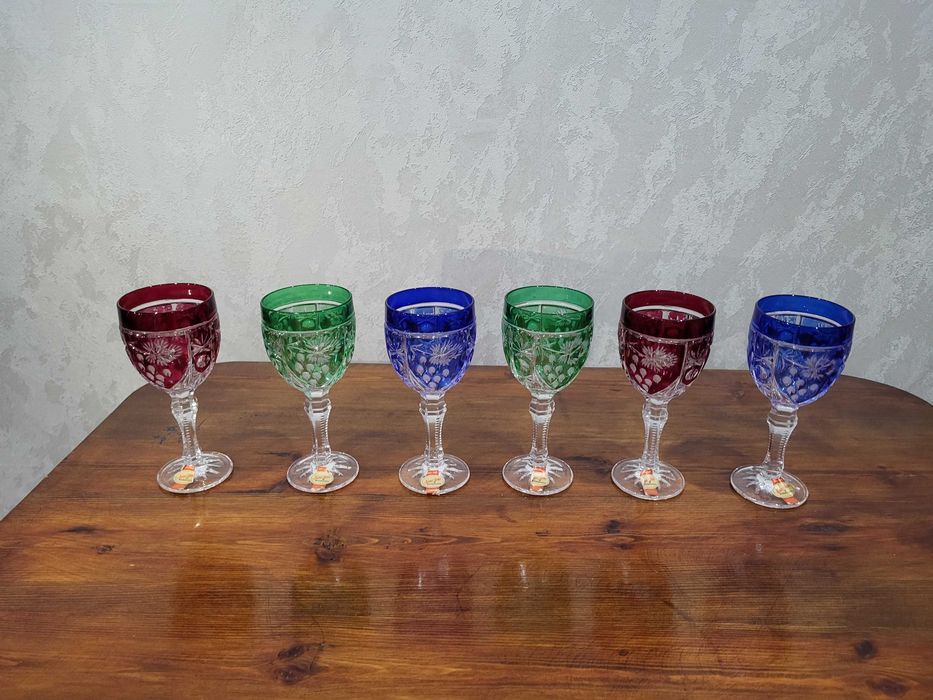 Цветные хрустальные фужеры, винтаж Германия 1960-70-е годы